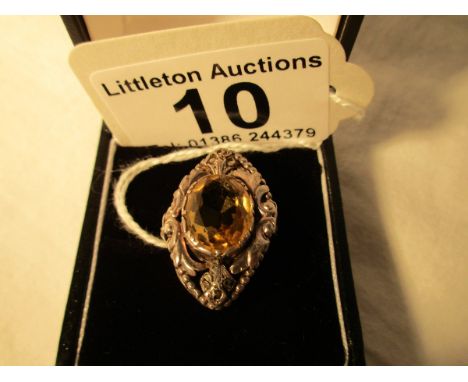 Silver citrine set ring