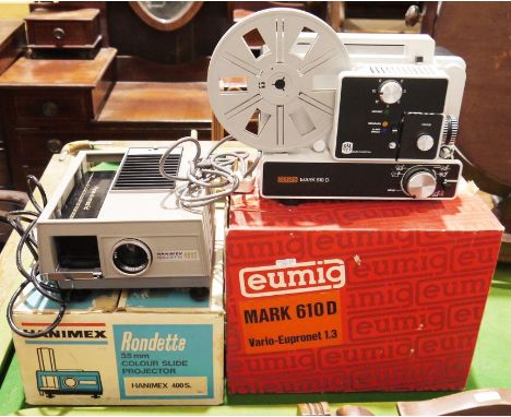 Hanimex 'Rondette' 35mm colour slide projector&nbsp;and an Eumig MK610D Vario-Eupronet 1.3 projector&nbsp;(2)&nbsp;