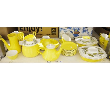 Poole pottery 'Twintone' yellow and white part dinner service&nbsp;to include lidded tureens, plates, gravy boats, cups, sauc