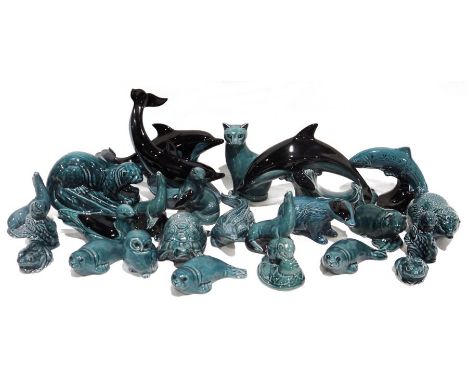 Large quantity of Poole pottery animal models&nbsp;to include dolphins, cats, seals, badgers, crocodiles, etc (2 boxes)&nbsp;