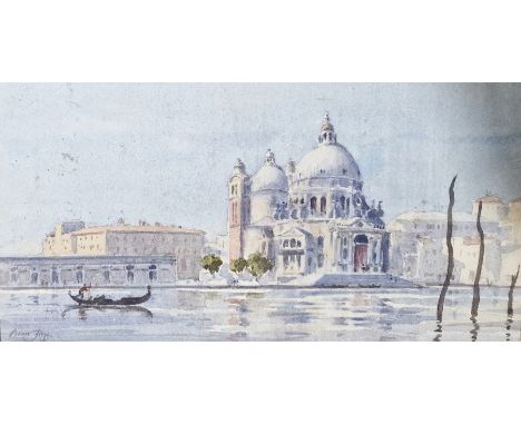 Bruce Flegg
Watercolour&nbsp;
Early morning on the Grand Canal, Venice, bookplate for Flegg verso
After J S Cotman 
Colour pr