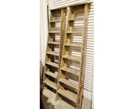 Two pairs of vintage wooden decorators stepladders, 200cm&nbsp;(2)&nbsp;