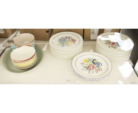 Quantity of Poole pottery 'Traditional Ware' dinner plates, a quantity of serving dishes/bowls&nbsp;in the form of clam shell