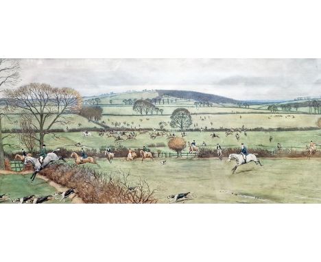 After Cecil Aldin
Colour print&nbsp;
Beaufort or Hatherop hunts, pencil signature framed within the mount by the artist, fram