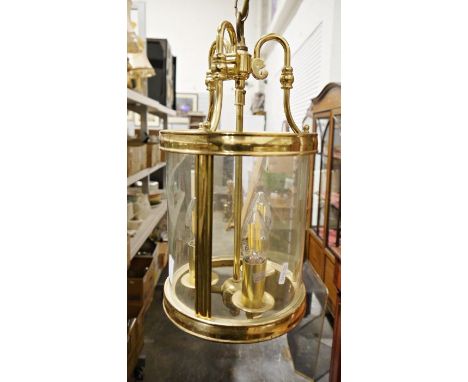 Two brass ceiling lights&nbsp;and one further metal ring and rope bound ceiling light&nbsp;(3)&nbsp;Please note BHS electroli