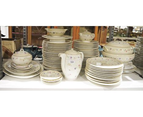 Limoges part dinner service&nbsp;in creamware and floral decoration to include dinner plates, side plates, lidded tureens, se