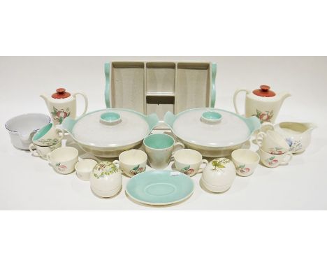Quantity of Poole pottery&nbsp;to include part tea service, part coffee service, a freeform cream boat, a lidded tureen, a se