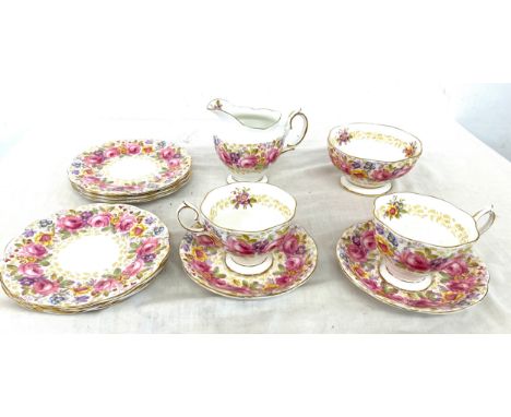 Selection of Royal Albert Serena china to include 6 Cake plates, 2 cups and saucers, milk jug, all in good overall condition 