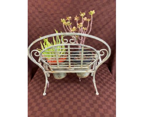Miniature garden plant bed bench measures approx 18 inches tall 19 inches width and 10 inches depth 