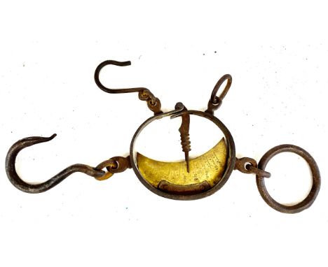 Antique metal set of weighing scales, over length:  12 inches 