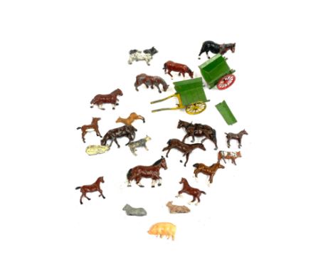 Selection of Lead and hollow metal farm animals includes Brittains, J.Hill co and charbens etc 