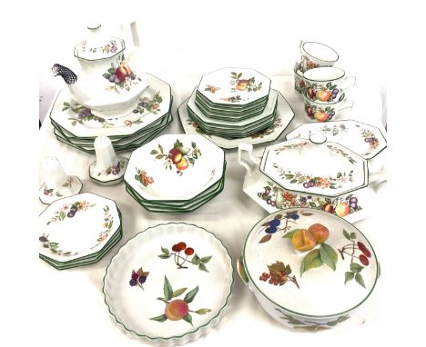 Selection of Johnson Bros part dinner and tea services, together with Royal Worcester tureen and flan dish 