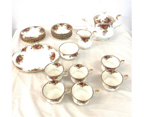 Royal Albert 6 piece tea service to include teapot, milk jug, sugar bowl, cups, saucers and sandwich plates 