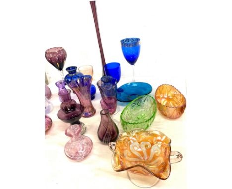 Large selection of vintage and later glassware to include mostly coloured pieces 