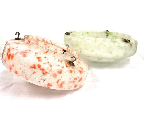 2 Vintage glass flycatcher light shades 
