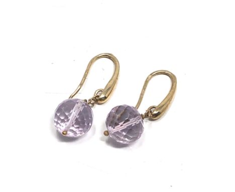9ct gold amethyst drop earrings (3.9g) 