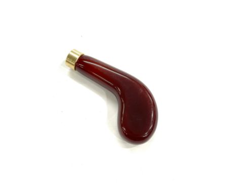 Amber bakelite type walking stick handle total weight 60 grams