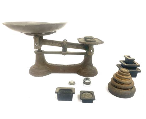 Set of vintage scales and weights 