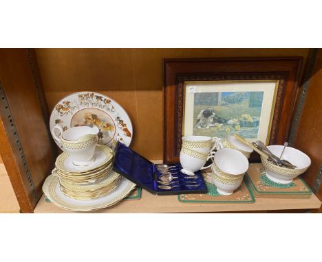 Large selection of miscellaneous includes Queen anne Tea service, Cutlery, Placemats, framed print etc 
