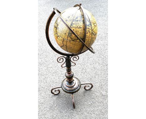 Free standing globe with stand, approximate height: 34.5 inches 