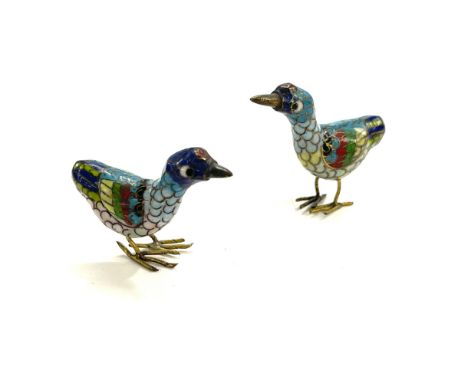 Two Chinese Cloisonne enamel birds 