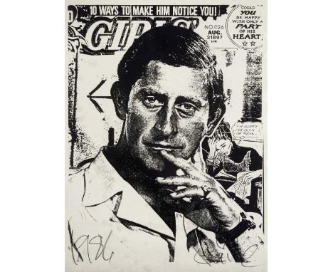 Faile (Collaboration), 'H.R.H Prince Charles', 2007, acrylic and silkscreen on Lenox 100 paper, signed in pencil recto, stamp