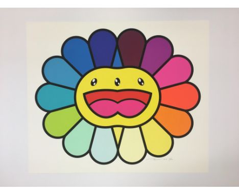 Takashi Murakami (Japanese 1962-), 'Multicolor Double Face: Yellow', 2020, silkscreen in colours on wove paper, signed and nu