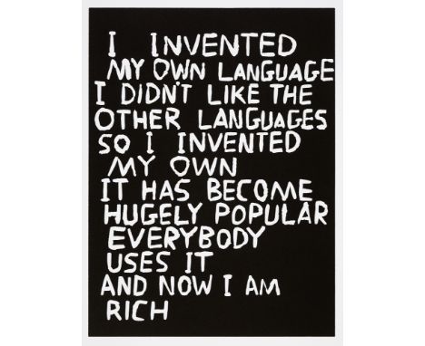 David Shrigley (British 1968-), 'Untitled (Language)', 2014, Lino print on 300gsm Fabriano 5 Liscia paper, signed, dated and 