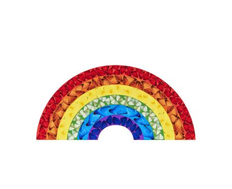 Damien Hirst (British 1965-), 'Butterfly Rainbow (Small)', 2020, laminated giclée print on aluminium composite panel, stamp s