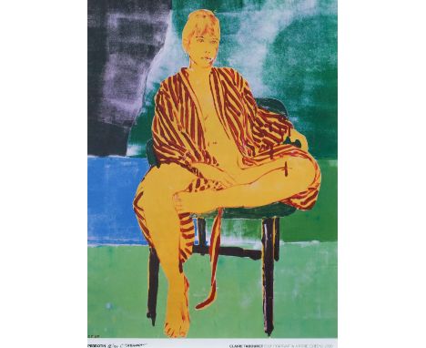 Claire Tabouret (French 1981-), 'Self Portrait In A Robe (Green)', 2020, offset lithograph in colours on 240 g/m paper, signe