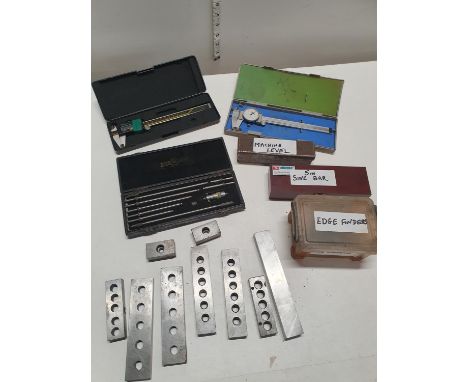 A selection of engineering tools including edge finders and a digital caliper. Machine levels etc,  shipping unavailable