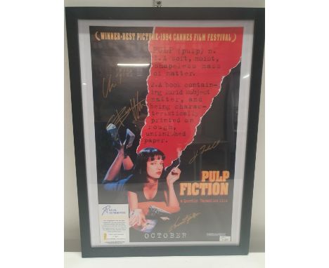 A framed signed Pulp fiction print with COA 64x46 cm . Shipping unavailable 