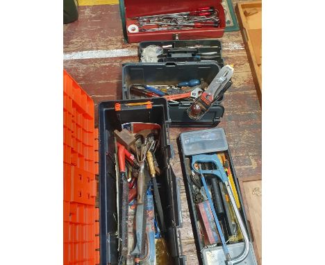 A selection of toolboxes with contents of tools,  shipping unavailable