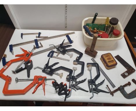A selection of assorted tools including clamps,  shipping unavailable