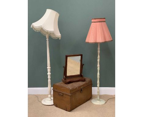 FURNITURE ASSORTMENT to include a painted standard lamp, an onyx standard lamp (152cms H the tallest), a tin trunk, 66cms H, 