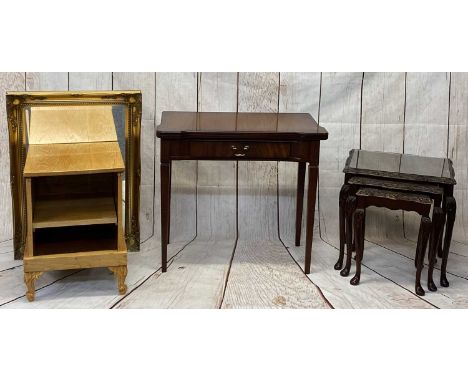 FURNITURE PARCEL (4) - a reproduction foldover tea table with single drawer, 76cms H, 84cms W, 42cms D (closed), gilt framed 