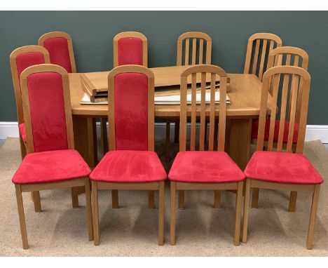 FINDAHLS OF DENMARK LIGHT OAK EXTENDING DINING TABLE, 73cms H, 160cms L,100cms W (closed) plus two leaves (45cms each) and a 