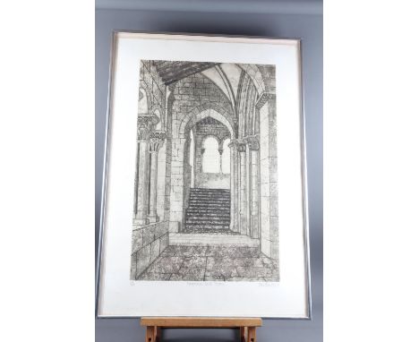 Valerie Tornton, '79: a signed limited edition colour print, "Romanesque Church Segovia" 48/150, in silvered strip frame