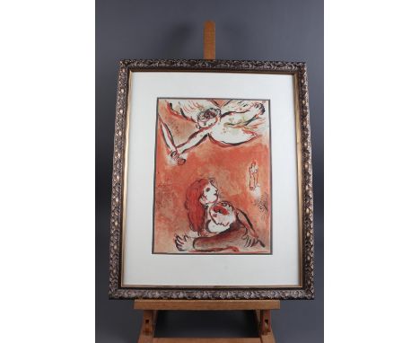 Marc Chagall: a 1960s colour lithograph, "Face of Israel", in gilt frame
