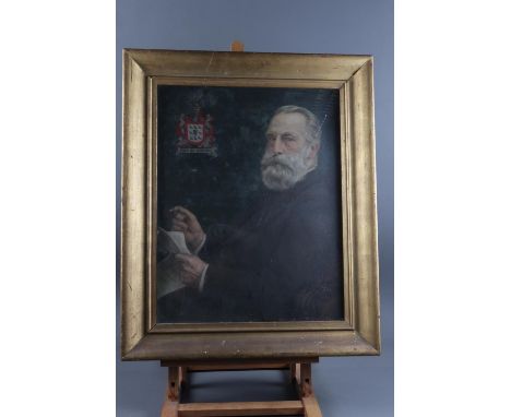 Agnes Clara Tatham: oil on canvas, portrait, thought to be Elsie Gledstanes' grandfather, with Gledstanes' coat of arms, 18 1
