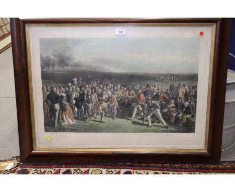 A 19th century print, "The Golfers, a Grand Match, played on St Andrew's Links", in rosewood frame, and another print, "Horse