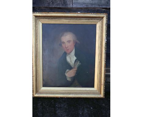 Circle of Thomas Hudson: an English mid 18th century oil on canvas portrait of Richard Inge of Charterhouse Coventry, holding