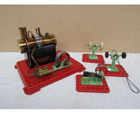 A Mamod live steam stationary engine and accessories 