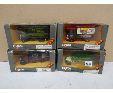 Four boxed Corgi Classics diecast vehicles to include Atora 5 ton Cabover, S.R. Parcels 5 ton Cabover, Bedford 'O' series van
