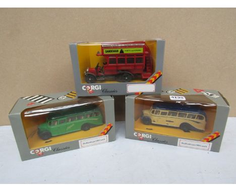 Three boxed Corgi Classics buses including Bedfords 
