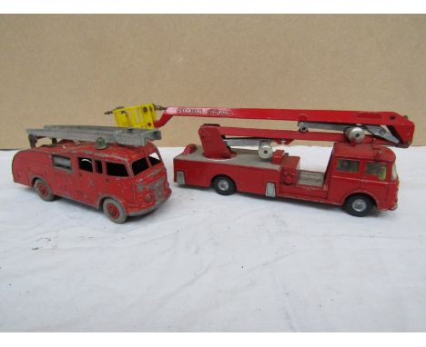 A Dinky 555 fire engine and Corgi Major Simon Snorkel fire engine 