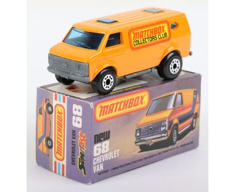 Matchbox Lesney Superfast Boxed Model, England: MB-68 Chevrolet Van with MATCHBOX COLLECTORS CLUB labels, Orange body with DA