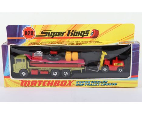Matchbox Superkings K-20 DAF Cargo Hauler and Pallet Loader, metallic lime green body, white interior, red base complete with