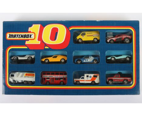 Matchbox Superfast 10 Super Value Set, circa 1987, contains: MB-48 Red Rider, MB-60 Ford Transit Ryder Truck Rental, BR3/4 Su