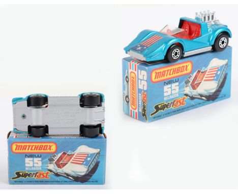 Matchbox Lesney Superfast Boxed Model, England: MB-55 Hellraiser with rarer RED interior and SILVER painted base, Stars &amp;